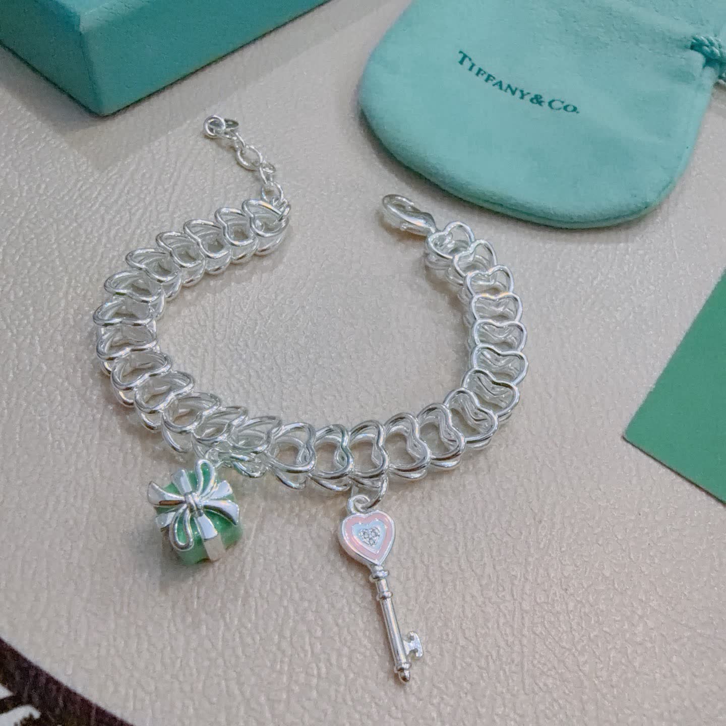 Tiffany & Co. Heart Link Bracelet with Charms